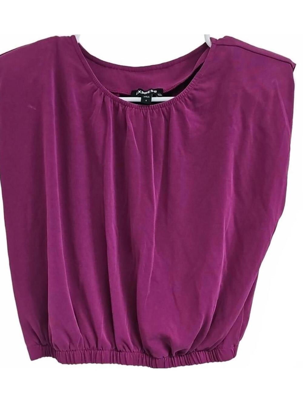 Express Cropped Sleeveless Top With Shoulder Pads - Purple - Size S